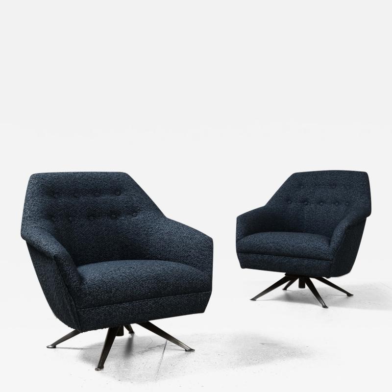 Osvaldo Borsani Rare Pair of Swivel Lounge Chairs by Osvaldo Borsani for ABV