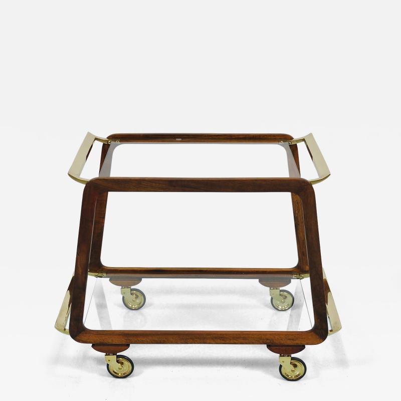 Oswald Haerdtl Mid Century Walnut Brass Bar Cart Serving Trolley 1950s Oswald Haerdtl attr 