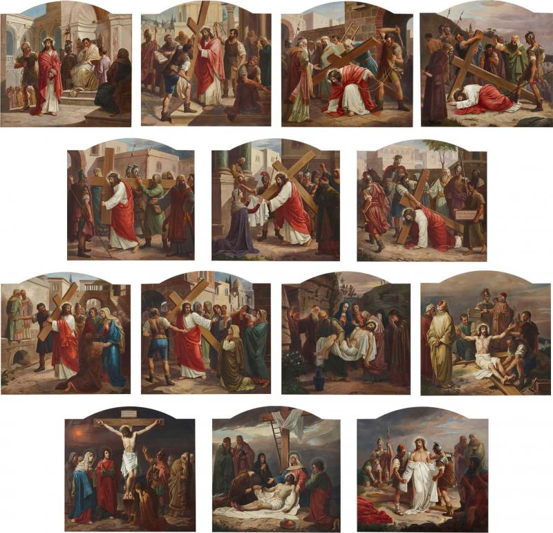 Oswald V lkel Complete set of Stations of the Cross oil paintings by V lkel
