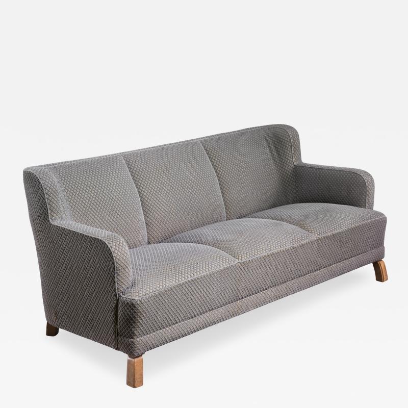 Otto Schultz Scandinavian Modern three seater sofa with grey wool upholstery