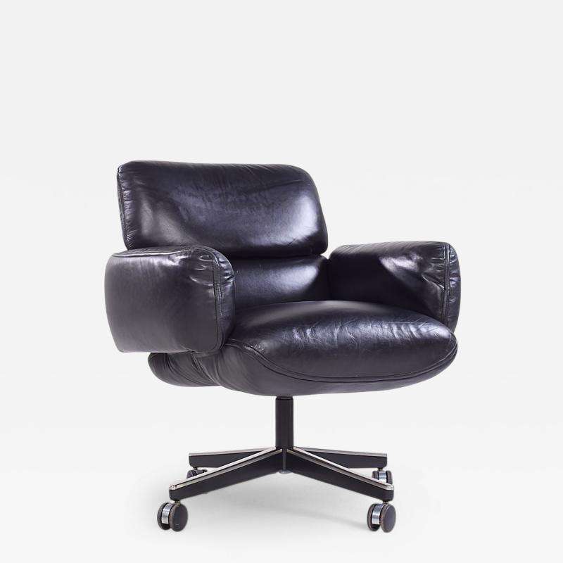 Otto Zapf Otto Zapf for Knoll Mid Century Black Leather Management Office Chair