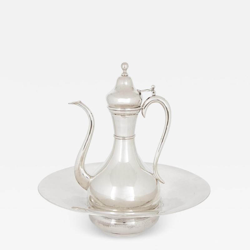 Ottoman style silver ewer and basin