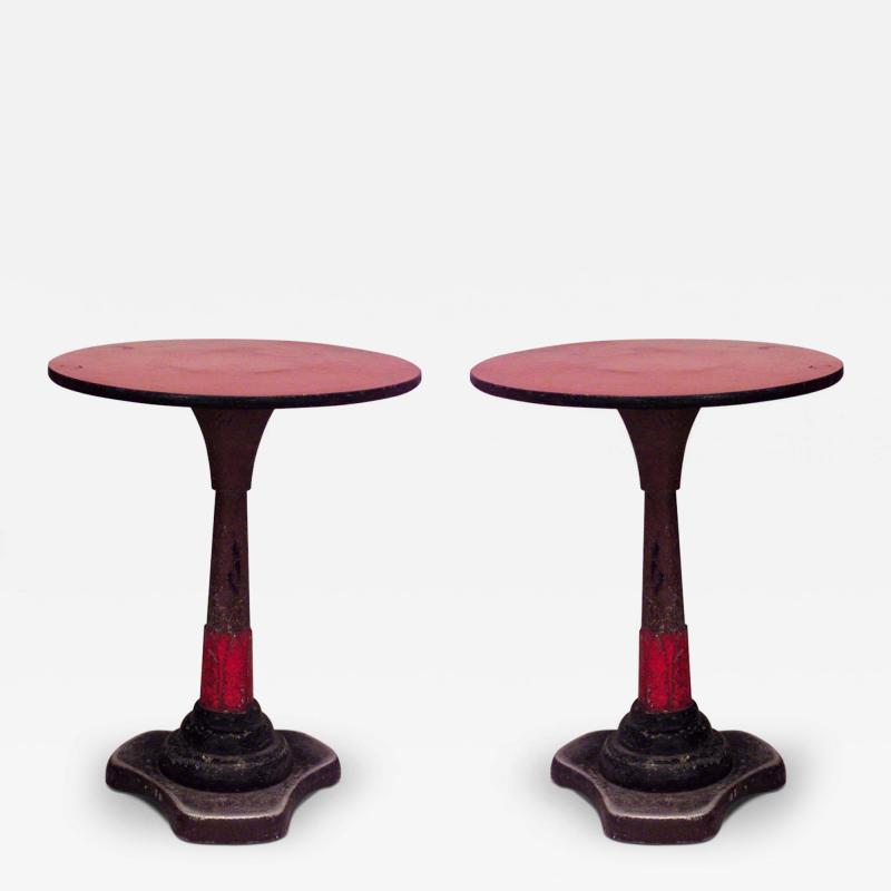 Outdoor Art Deco Iron Red Caf Table
