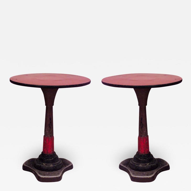 Outdoor Art Deco Iron Red Cafe Table