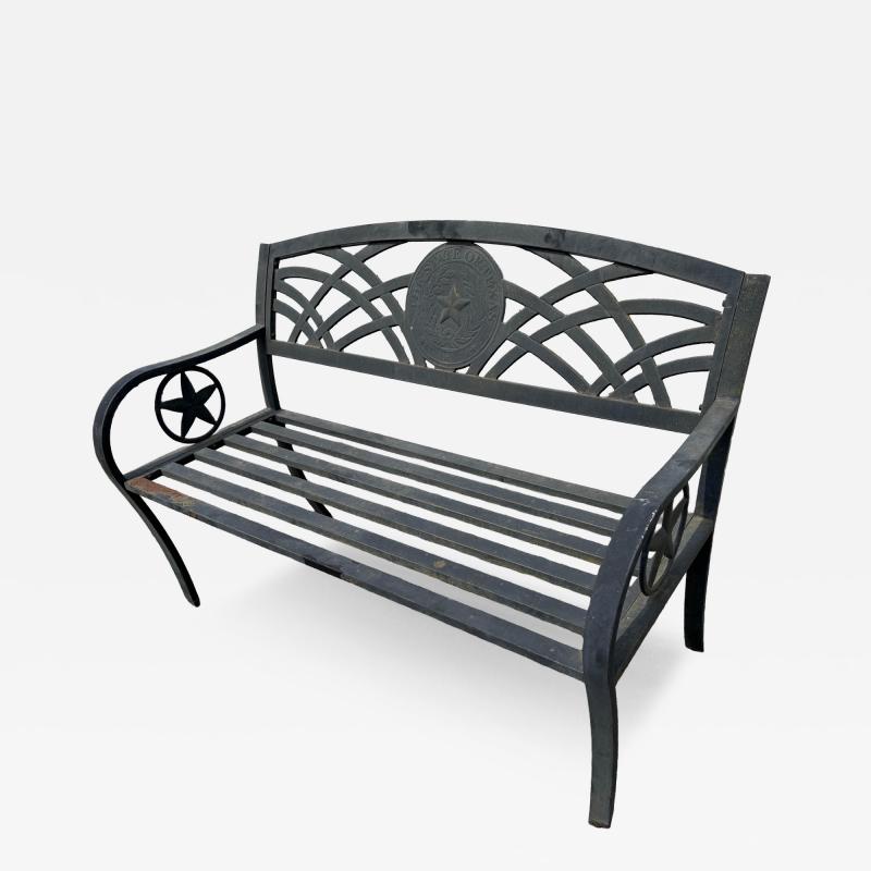 Outdoor Cast Aluminum State Seal Of Texas Bench