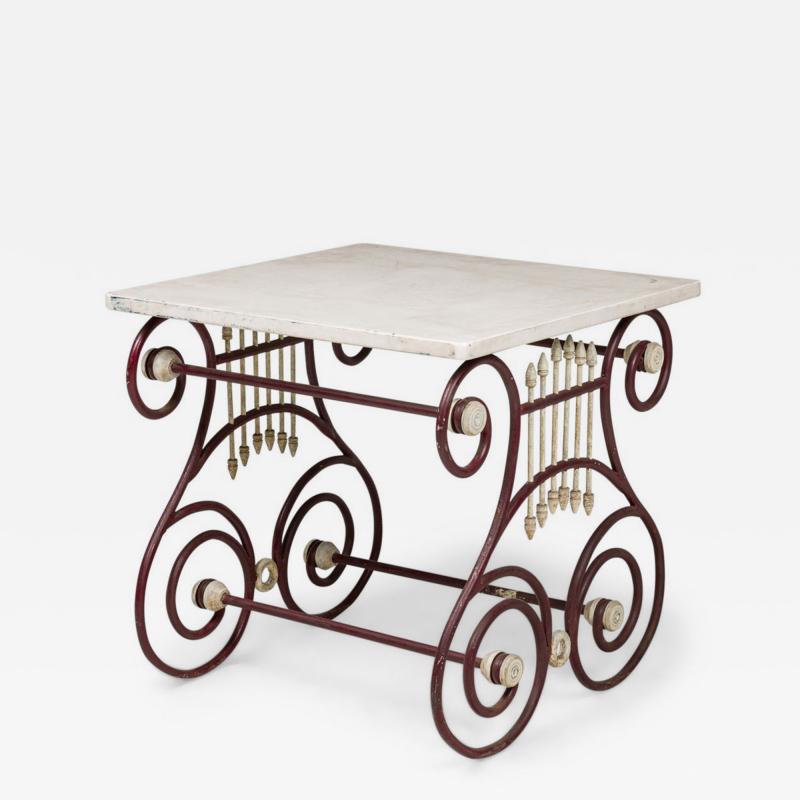 Outdoor Continental Lyre Marble Top Center Table