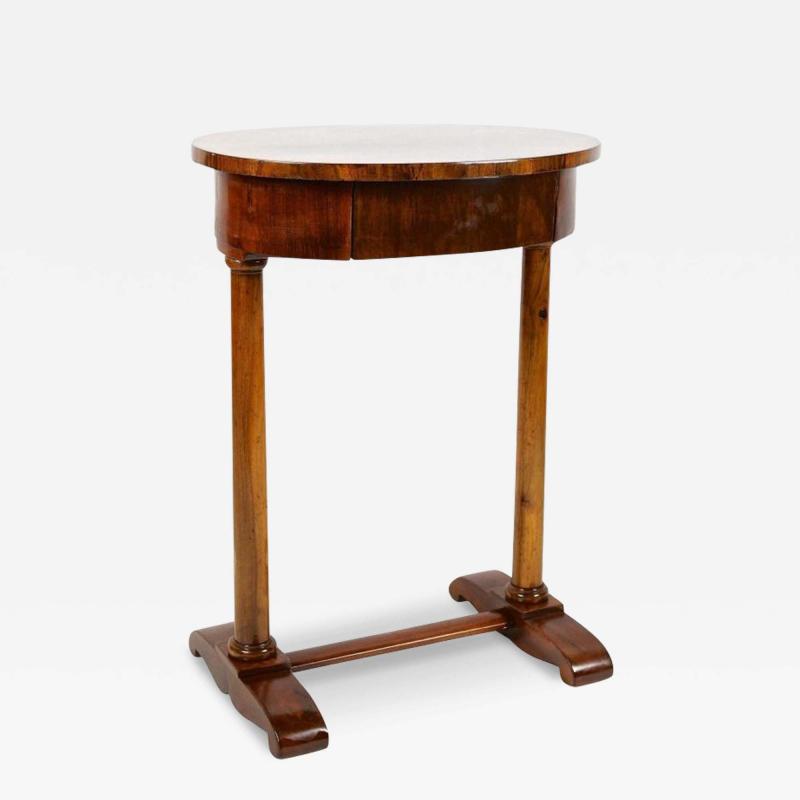 Oval 19th Century Biedermeier Nutwood Side Table Austria circa 1830