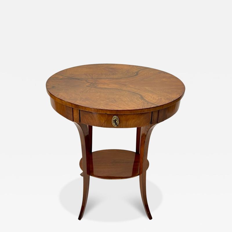 Oval Biedermeier Side Table Walnut Brass South Germany circa 1820