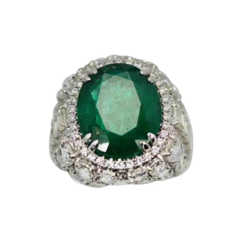 Oval Emerald 12 25 Carat Diamond Surround 8 85 Carat Total Weight 21 10 Carat