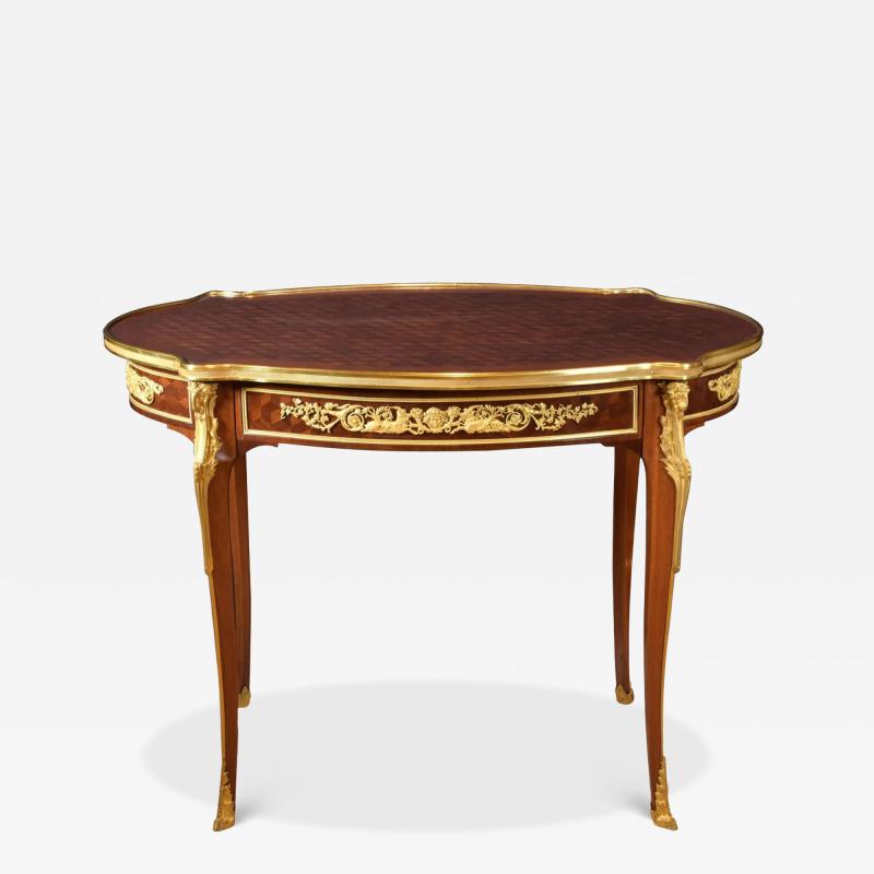 Oval Mahogany And Gilt Bronze Occasional Table In The Louis XVI Style 