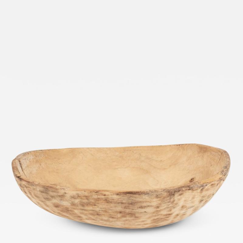 Oval Shaped Bleached and Scrubbed Rustic Swedish Dugout Bowl