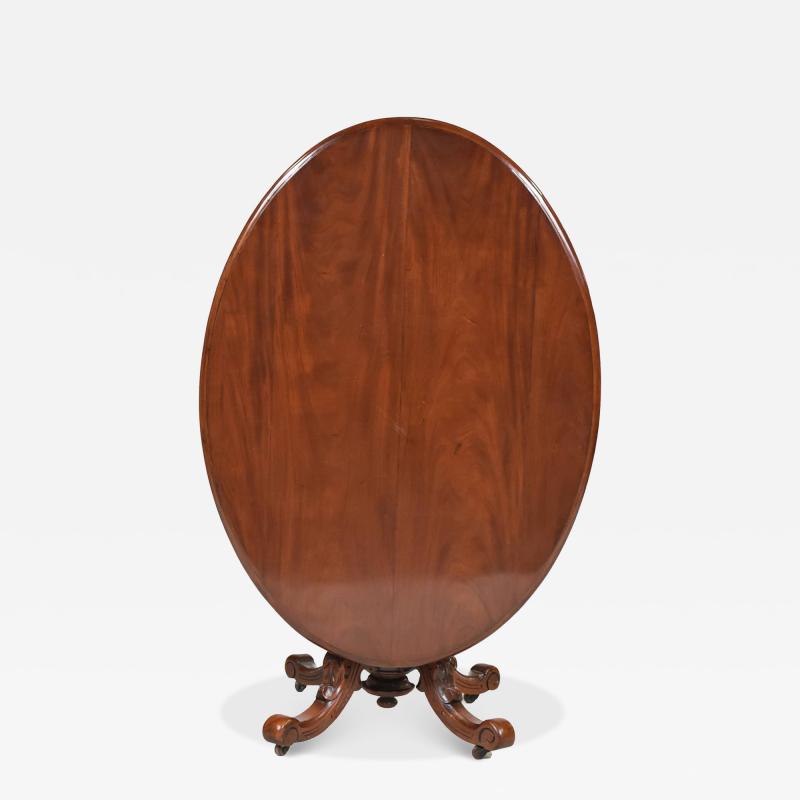 Oval Table Single Pedestal Mahogany Tilt Top England 1850 s