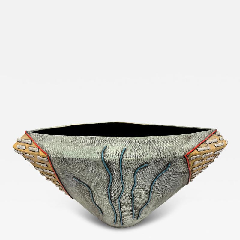 Overscale Whimsical Postmodern Studio Pottery Vase Sculpture by Gail Kendall