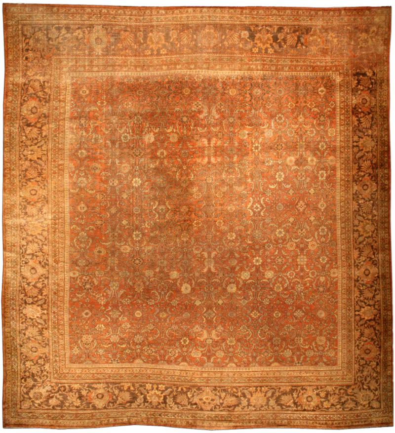 Oversize Antique Persian Sultanabad Handmade Wool Rug Size Adjusted 