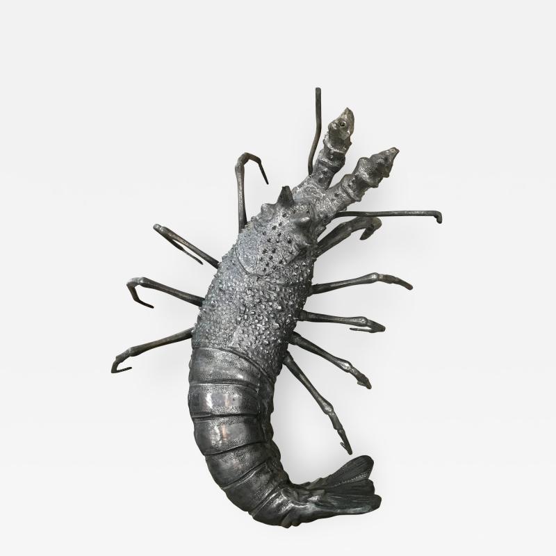 Oversize Lobster Sculpture in Pewter Made in Florence Italy for Teghini 1970s