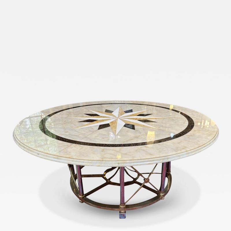 Oversize Mid century Round Marble Dining Table 1960s