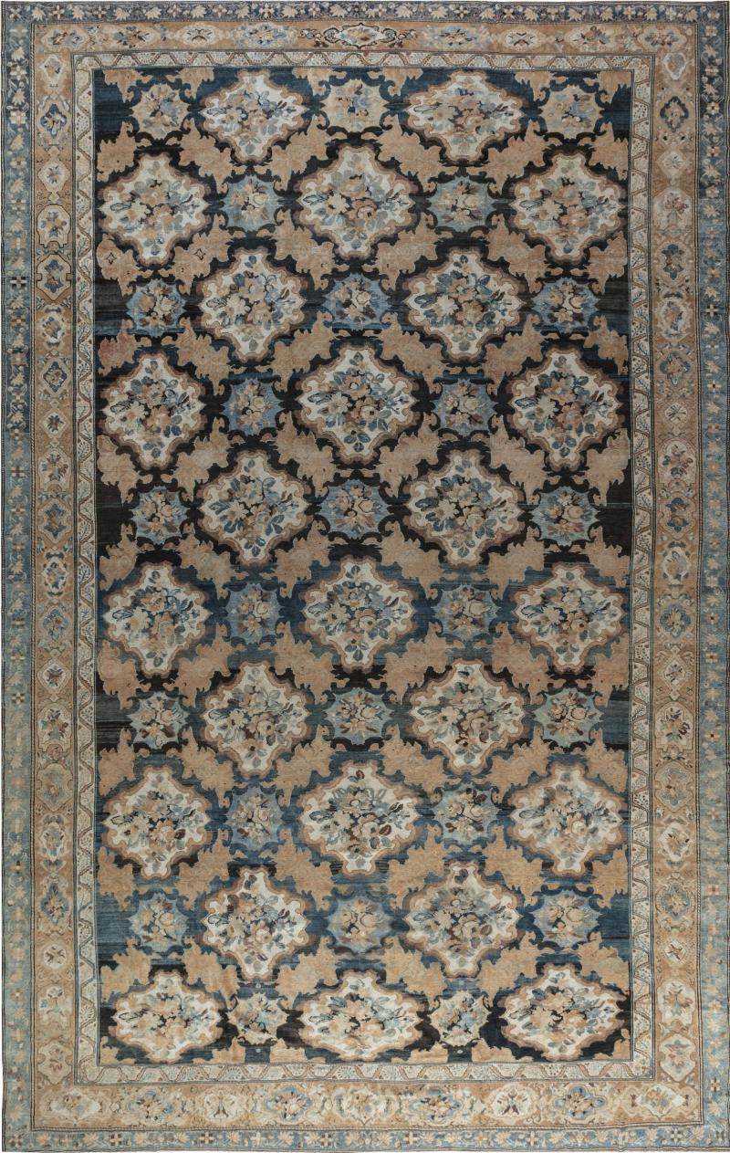 Oversized Antique Persian Bakhtiari Floral Handwoven Wool Rug