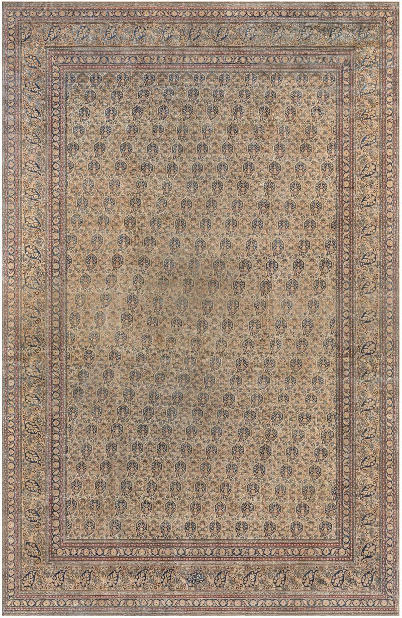 Oversized Authentic 19th Century Persian Meshad Hand Knotted Wool Rug