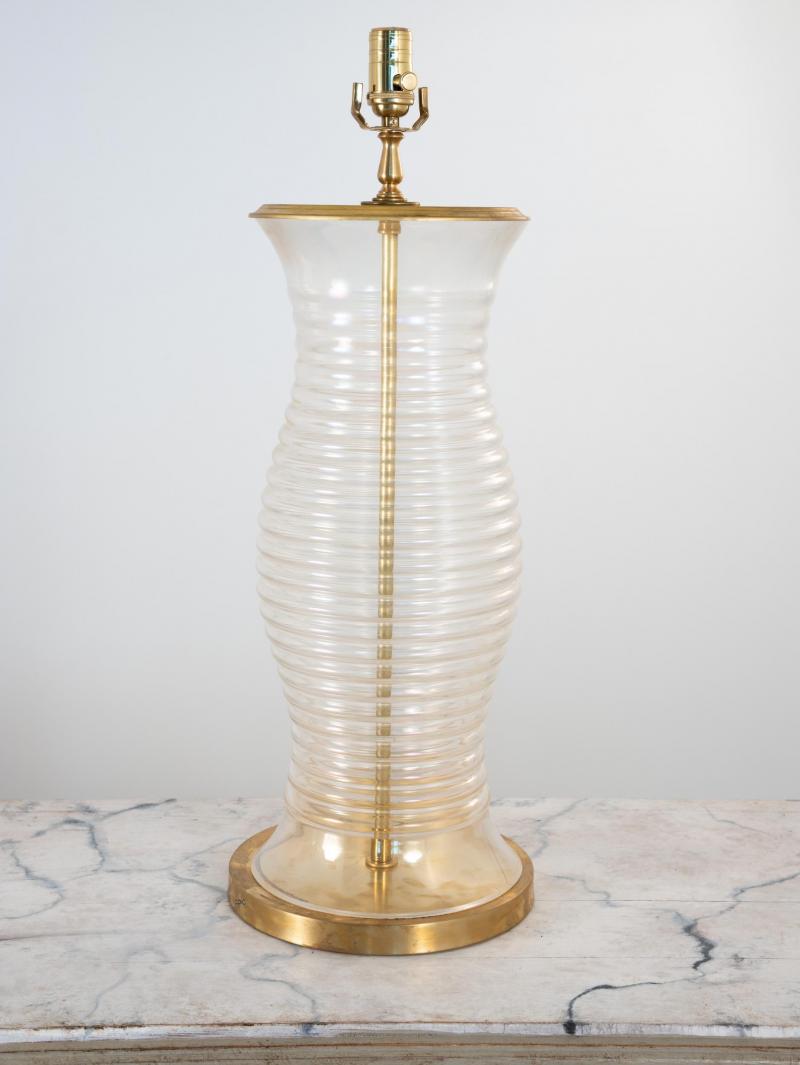 Oversized Glass & Brass Table Lamp