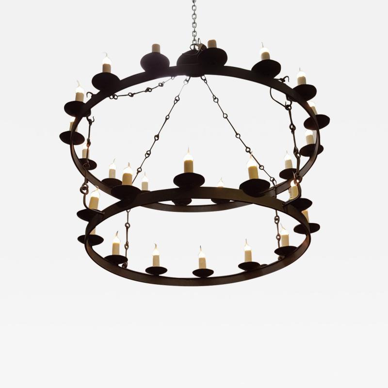 Oversized Hand Forged Iron Double Ring Monroe Chandelier