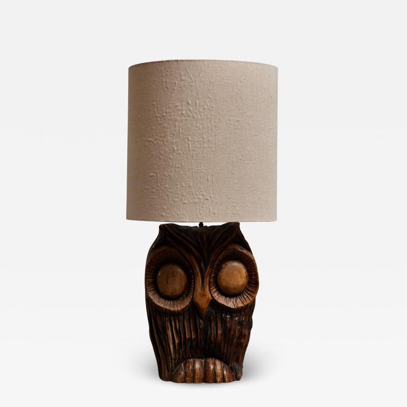 Owl Shaped Wood Table Lamp