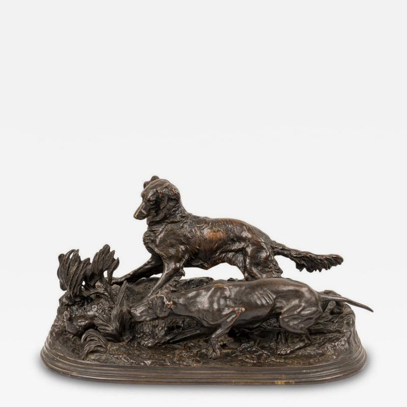 P J Mene Patinated Bronze Dogs