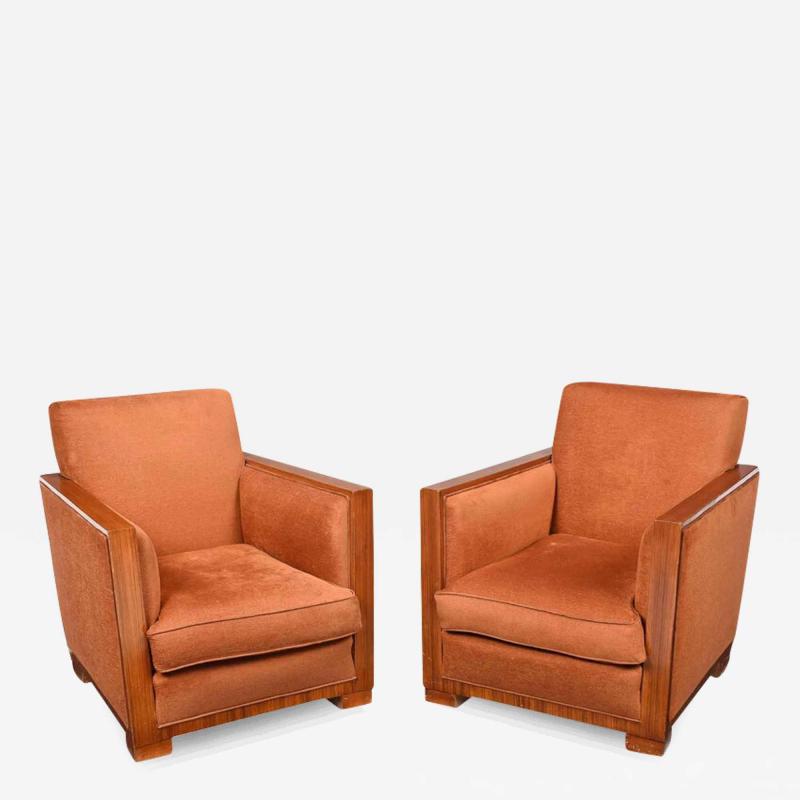 PAIR FRENCH ART DECO PERIOD ROSEWOOD ARMCHAIRS