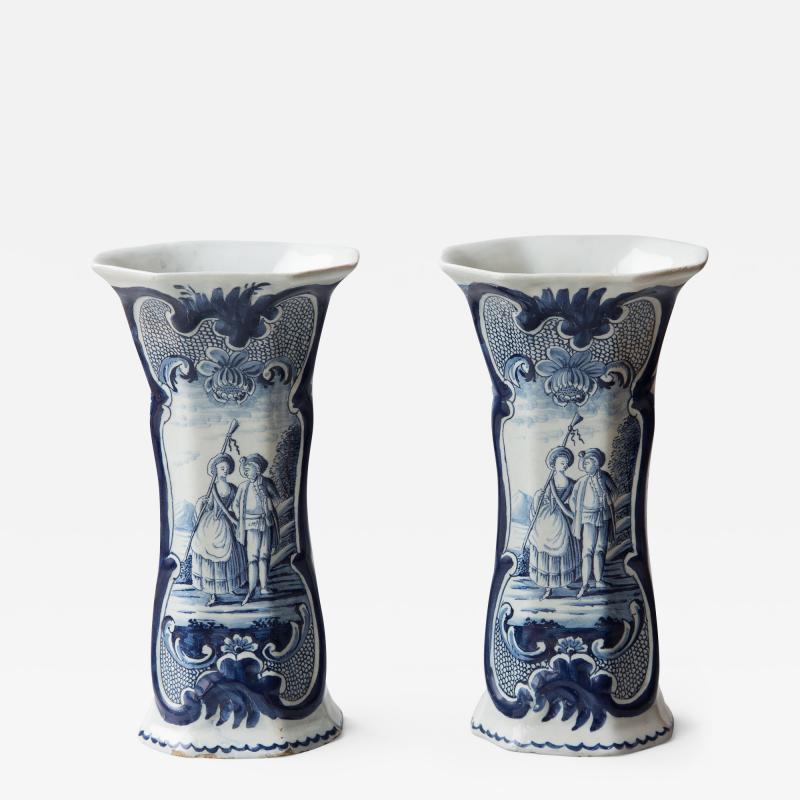 PAIR OF 18TH CENTURY OCTAGONAL DELFT VASES