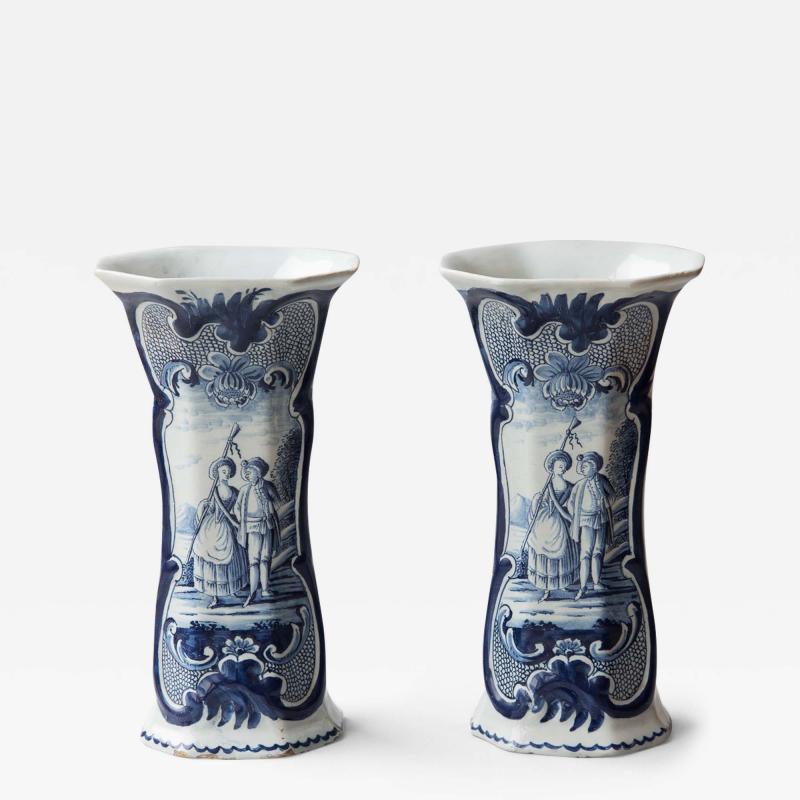 PAIR OF 18TH CENTURY OCTAGONAL DELFT VASES