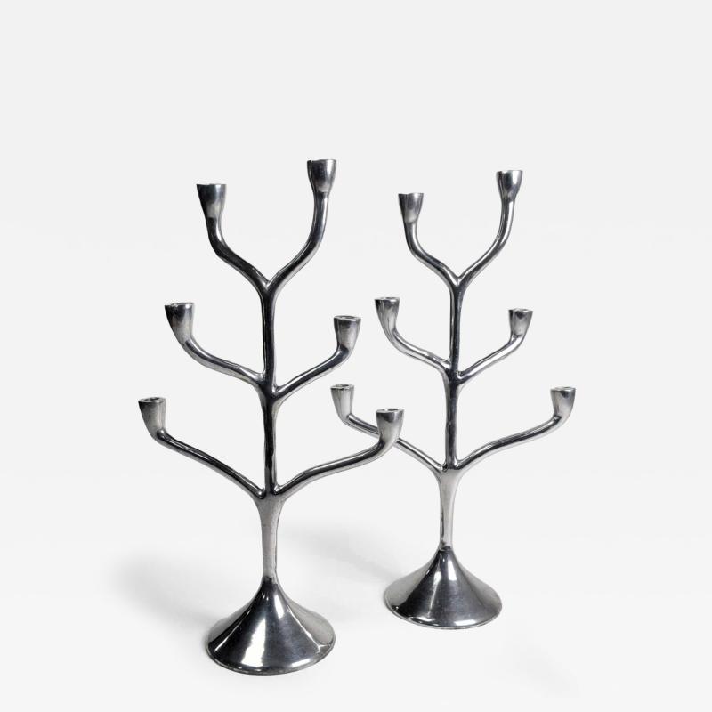 PAIR OF 6 CANDLES CANDELABRA Danish work 1970