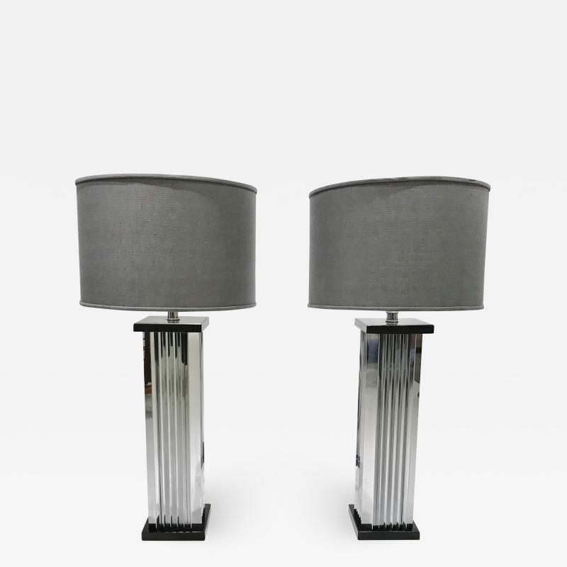 PAIR OF ART DECO REVIVAL SKYSCRAPER TABLE LAMPS