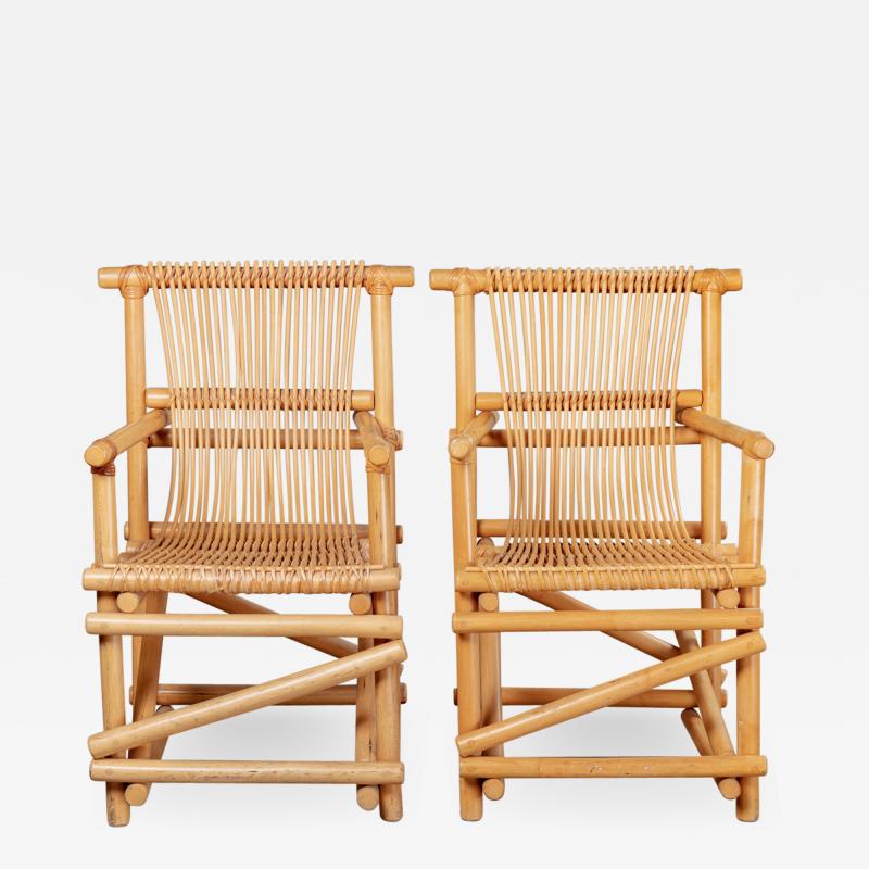PAIR OF BAMBOO ARMCHAIRS