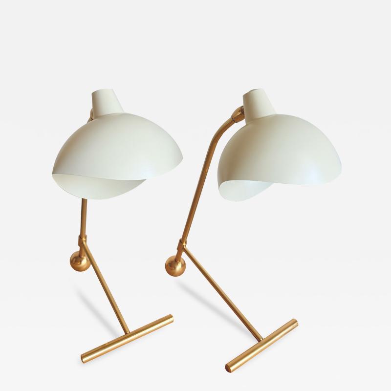 PAIR OF CREME BRASS TASK LAMPS