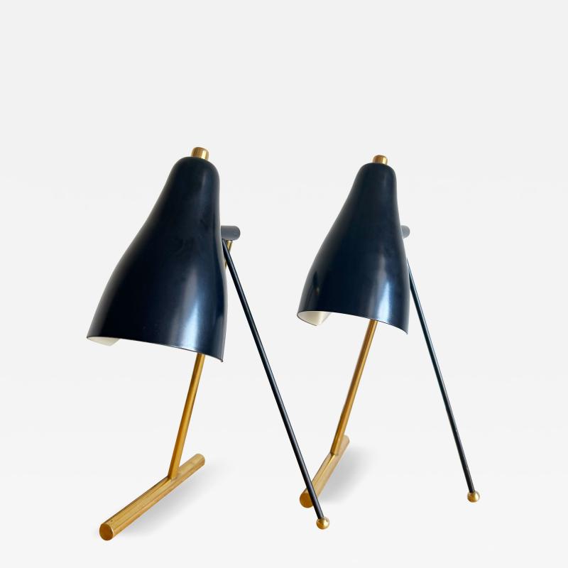PAIR OF CREME BRASS TASK LAMPS