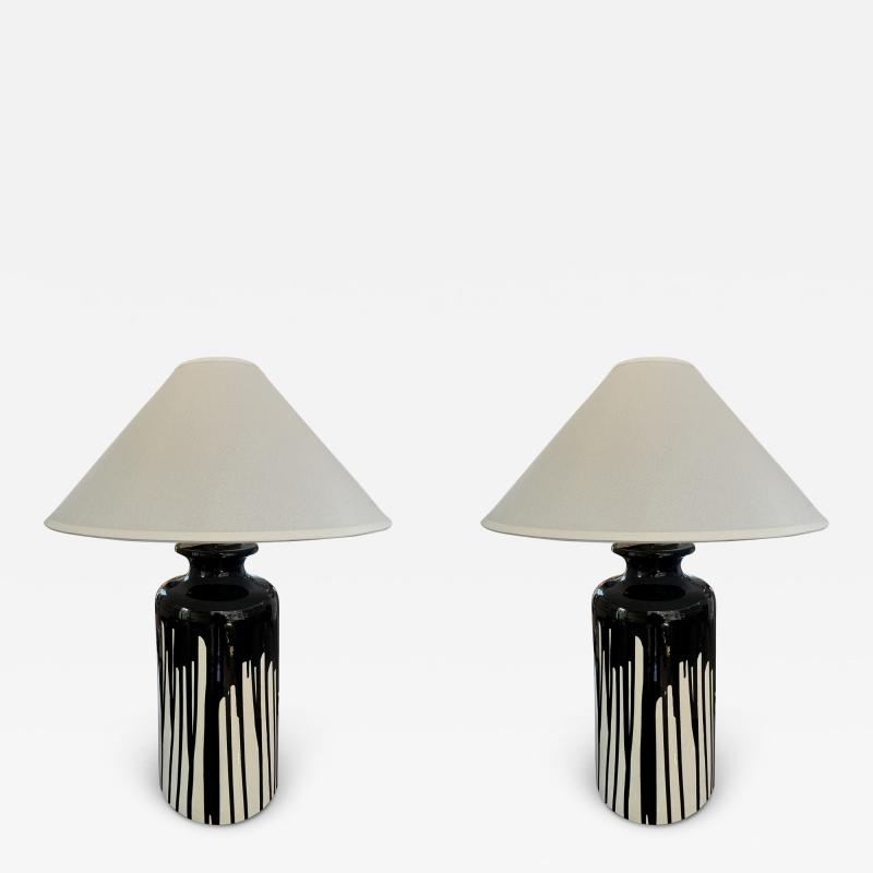 PAIR OF DRIP GLAZE TABLE LAMPS