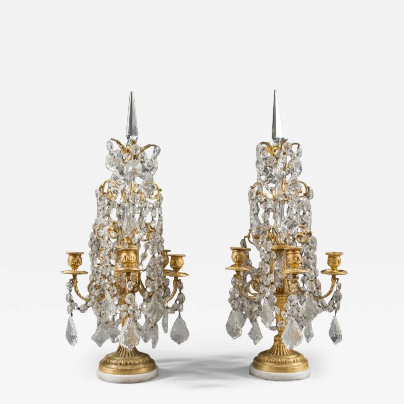 PAIR OF FRENCH LOUIS XVI STYLE GILT BRONZE GIRANDOLES 19TH CENTURY