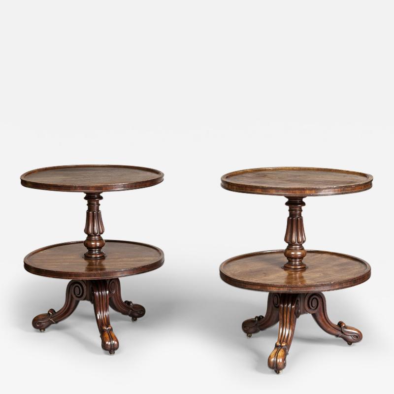 PAIR OF GILLOWS REGENCY PERIOD MAHOGANY LOW TIERED TABLES