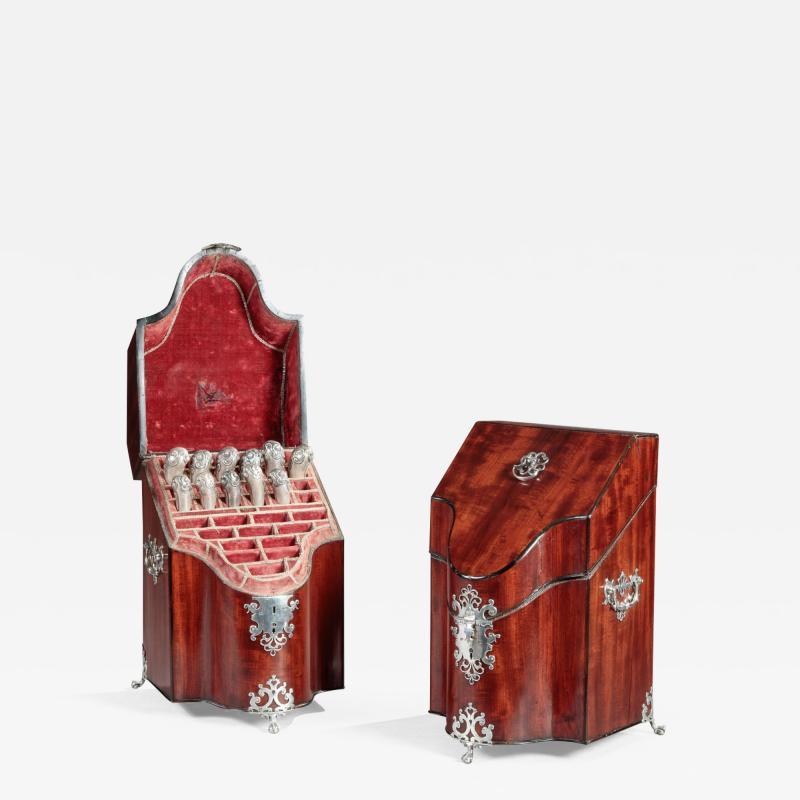 PAIR OF KNIFE BOXES WITH SILVER MOUNTS