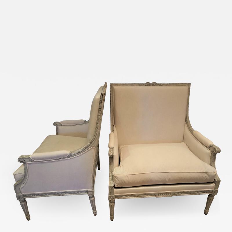 PAIR OF MARQUIS 19TH C LOUIS XVI BERGERES