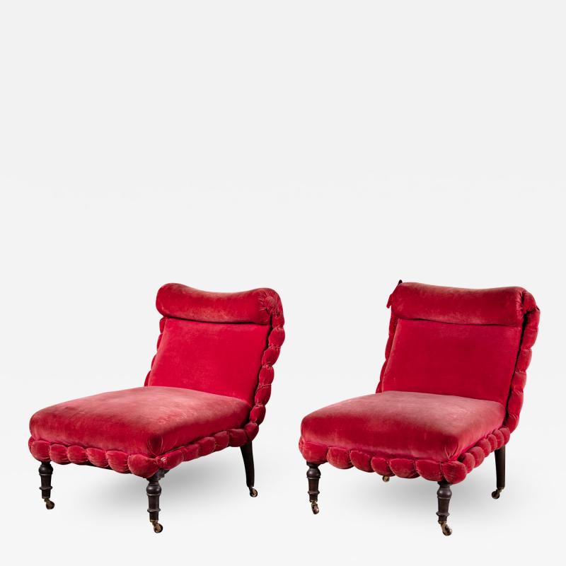 PAIR OF NAPOLEON III SLIPPER CHAIRS