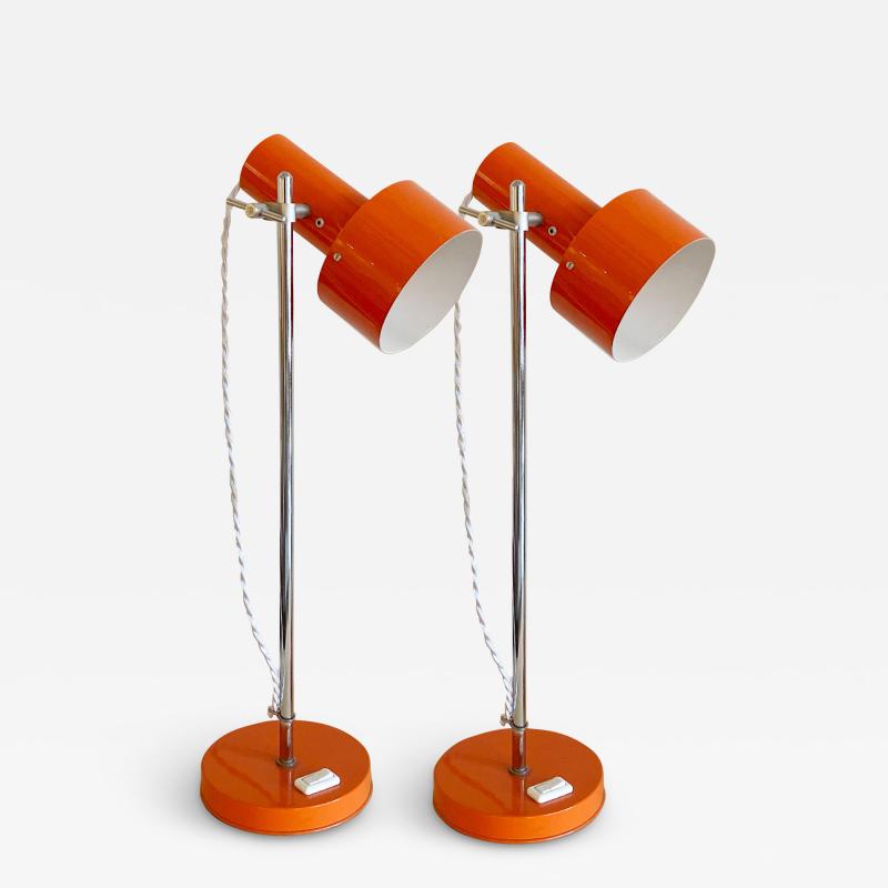 PAIR OF ORANGE TASK LAMPS