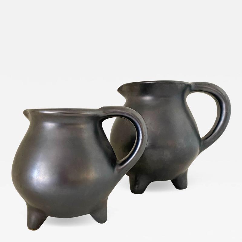 PAIR OF POTERIE PERIGOURDINE BLACK GLAZED POTS