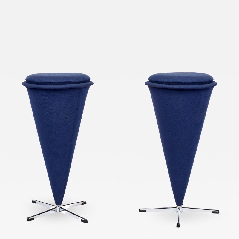 PAIR OF VERNER PANTON CONE HIGH BARSTOOLS