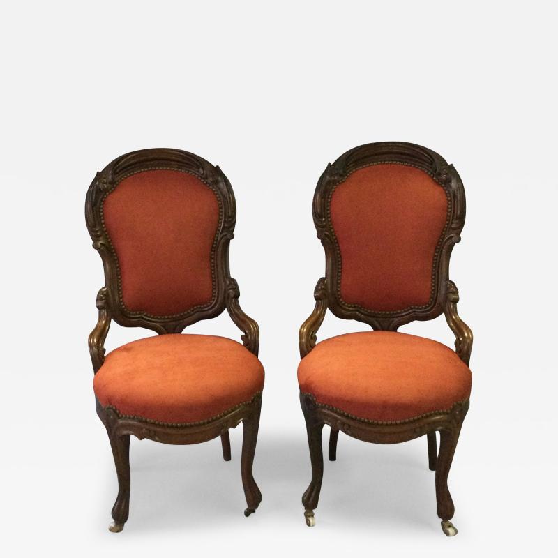 PAIR OF VICTORIAN WALNUT SIDE CHAIRS