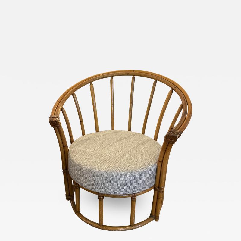 PAIR OF VINTAGE BARREL BACK RATTAN CHAIRS