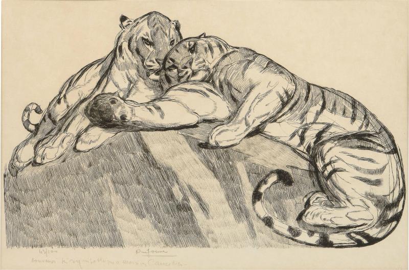 PAUL JOUVE Paul Jouve Tigers au repose Tigers resting Circa 1930