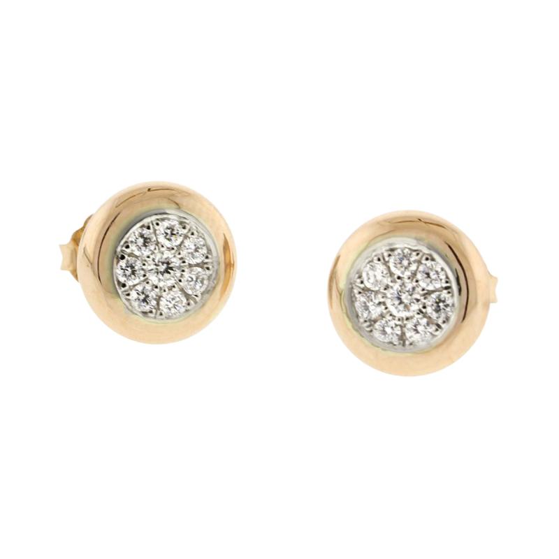 PAVE DIAMOND PAV DONUT EARRINGS IN PINK GOLD