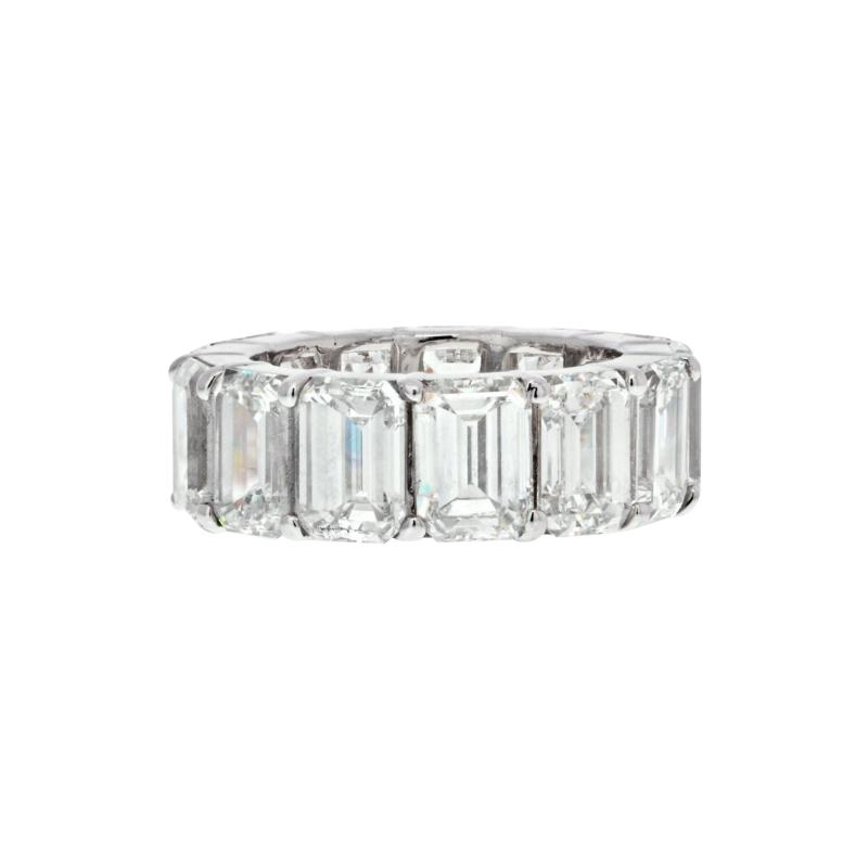 PLATINUM 13 38CTS EMERALD CUT DIAMOND ETERNITY ETERNITY BAND