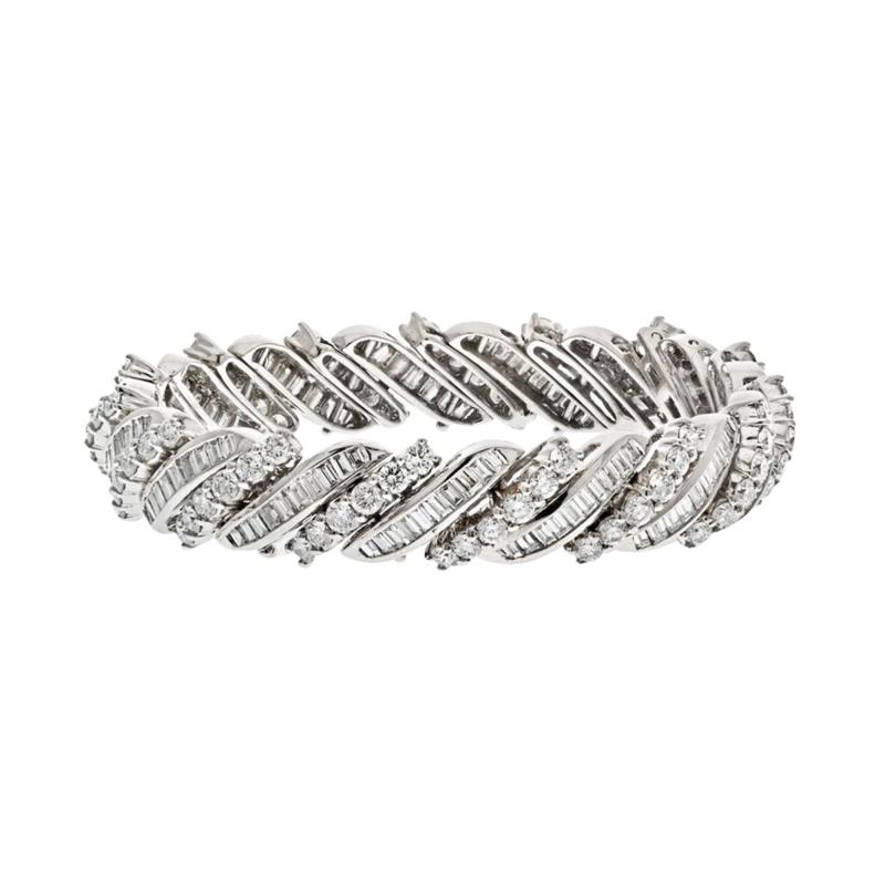 PLATINUM 16 50CTS MIDCENTURY ROUND AND BAGUETTE BRACELET