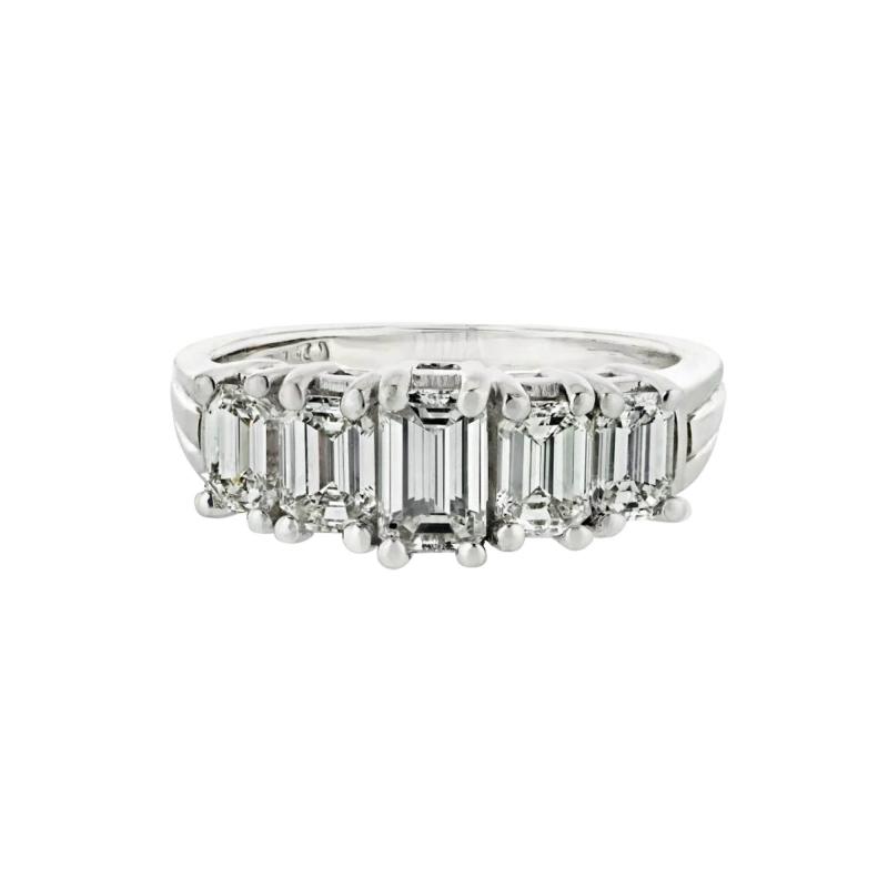 PLATINUM 2 00CTTW FIVE STONE EMERALD CUT RING